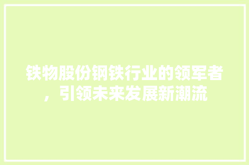 铁物股份钢铁行业的领军者，引领未来发展新潮流