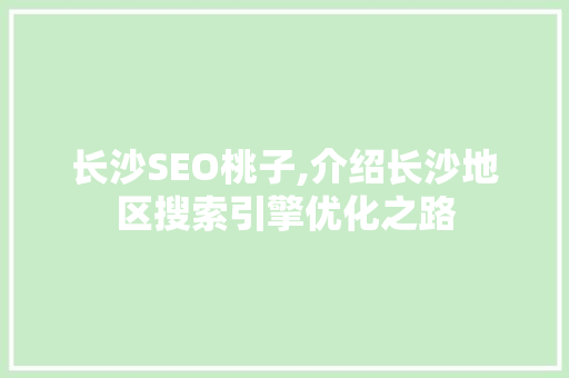 长沙SEO桃子,介绍长沙地区搜索引擎优化之路
