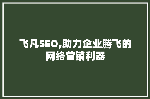 飞凡SEO,助力企业腾飞的网络营销利器