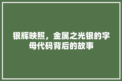 银辉映照，金属之光银的字母代码背后的故事