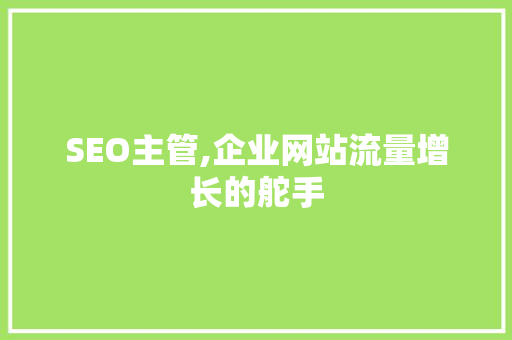SEO主管,企业网站流量增长的舵手