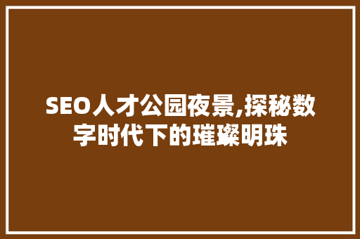 SEO人才公园夜景,探秘数字时代下的璀璨明珠