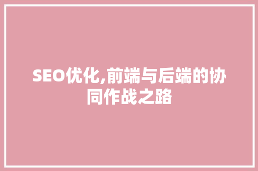 SEO优化,前端与后端的协同作战之路
