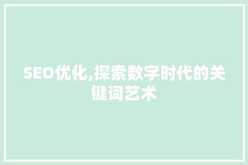 SEO优化,探索数字时代的关键词艺术