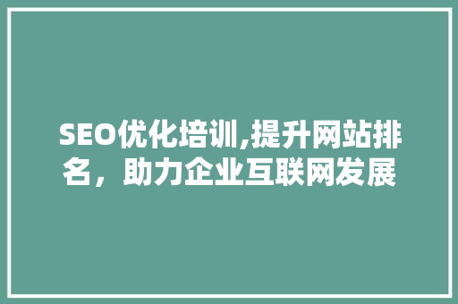 SEO优化培训,提升网站排名，助力企业互联网发展