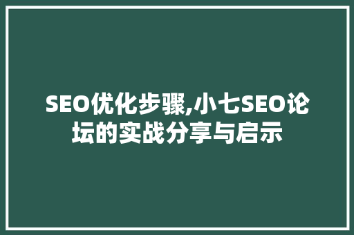 SEO优化步骤,小七SEO论坛的实战分享与启示
