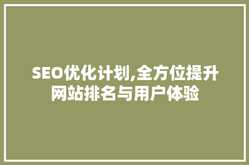SEO优化计划,全方位提升网站排名与用户体验