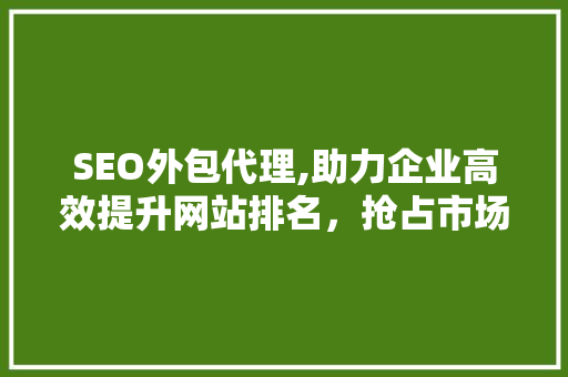 SEO外包代理,助力企业高效提升网站排名，抢占市场先机