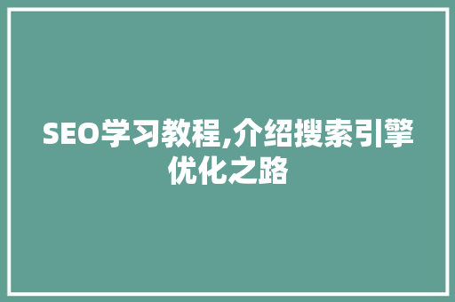 SEO学习教程,介绍搜索引擎优化之路  第1张