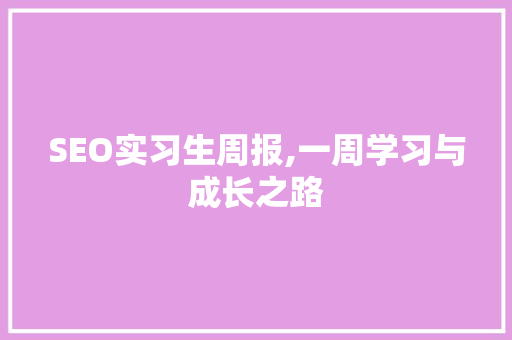 SEO实习生周报,一周学习与成长之路