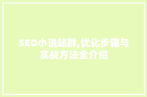 SEO小说站群,优化步骤与实战方法全介绍