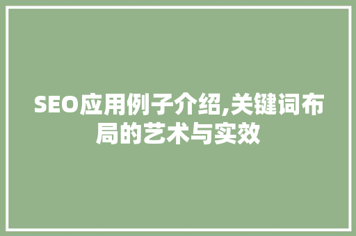 SEO应用例子介绍,关键词布局的艺术与实效