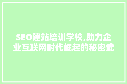SEO建站培训学校,助力企业互联网时代崛起的秘密武器