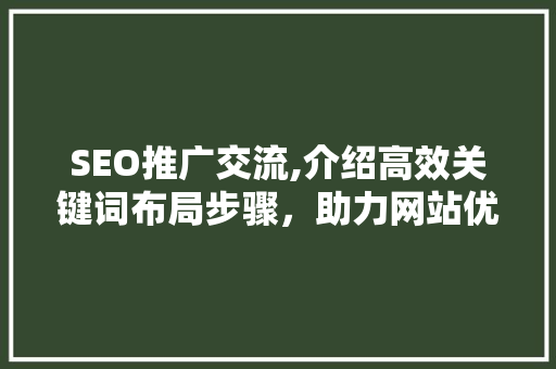 SEO推广交流,介绍高效关键词布局步骤，助力网站优化