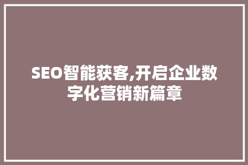 SEO智能获客,开启企业数字化营销新篇章