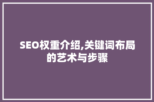 SEO权重介绍,关键词布局的艺术与步骤