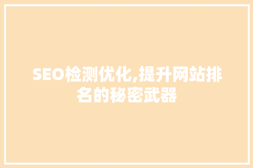 SEO检测优化,提升网站排名的秘密武器