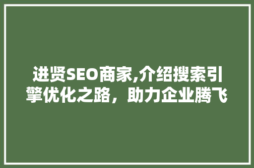 进贤SEO商家,介绍搜索引擎优化之路，助力企业腾飞