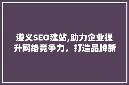 遵义SEO建站,助力企业提升网络竞争力，打造品牌新高度