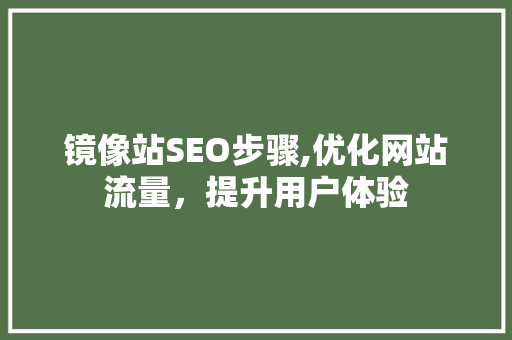 镜像站SEO步骤,优化网站流量，提升用户体验