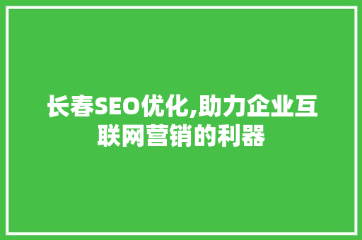 长春SEO优化,助力企业互联网营销的利器