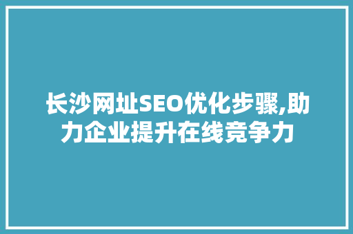 长沙网址SEO优化步骤,助力企业提升在线竞争力