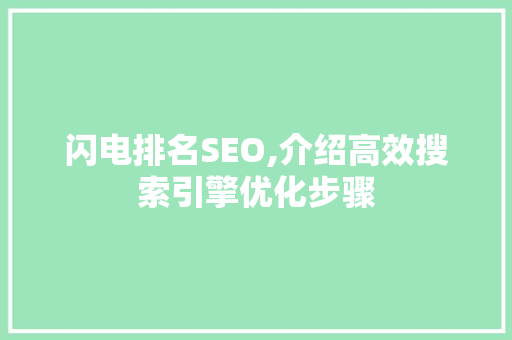 闪电排名SEO,介绍高效搜索引擎优化步骤