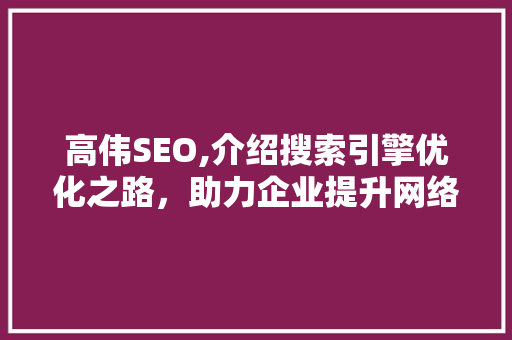 高伟SEO,介绍搜索引擎优化之路，助力企业提升网络竞争力