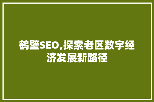 鹤壁SEO,探索老区数字经济发展新路径