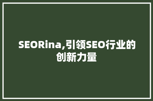 SEORina,引领SEO行业的创新力量