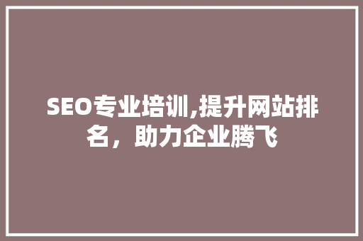 SEO专业培训,提升网站排名，助力企业腾飞