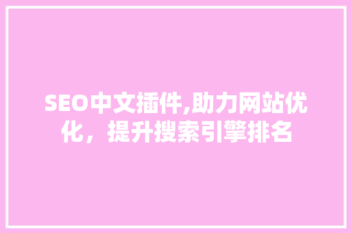 SEO中文插件,助力网站优化，提升搜索引擎排名