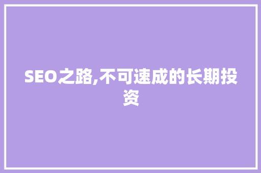 SEO之路,不可速成的长期投资
