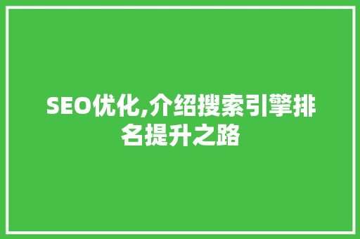 SEO优化,介绍搜索引擎排名提升之路