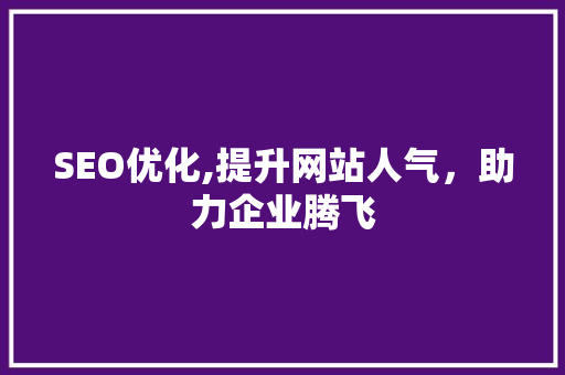 SEO优化,提升网站人气，助力企业腾飞
