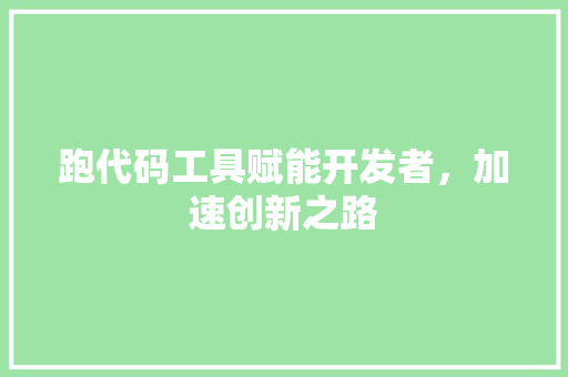 跑代码工具赋能开发者，加速创新之路  第1张