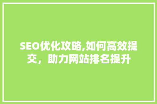 SEO优化攻略,如何高效提交，助力网站排名提升