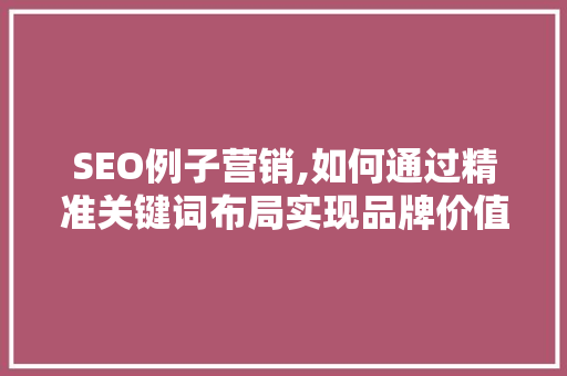 SEO例子营销,如何通过精准关键词布局实现品牌价值最大化