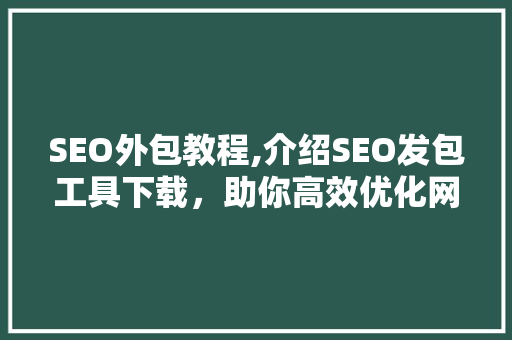 SEO外包教程,介绍SEO发包工具下载，助你高效优化网站
