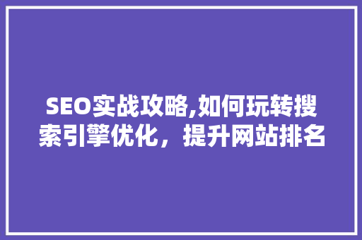 SEO实战攻略,如何玩转搜索引擎优化，提升网站排名