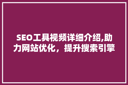 SEO工具视频详细介绍,助力网站优化，提升搜索引擎排名