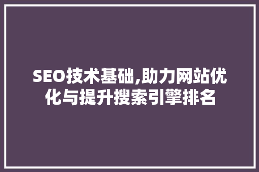SEO技术基础,助力网站优化与提升搜索引擎排名