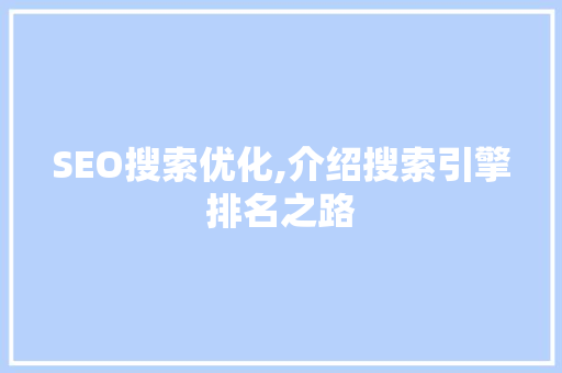 SEO搜索优化,介绍搜索引擎排名之路