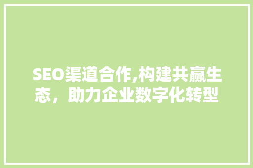 SEO渠道合作,构建共赢生态，助力企业数字化转型
