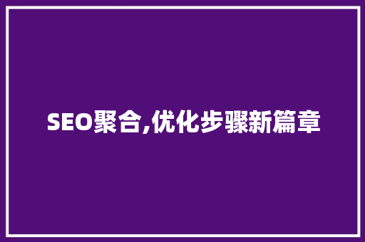 SEO聚合,优化步骤新篇章