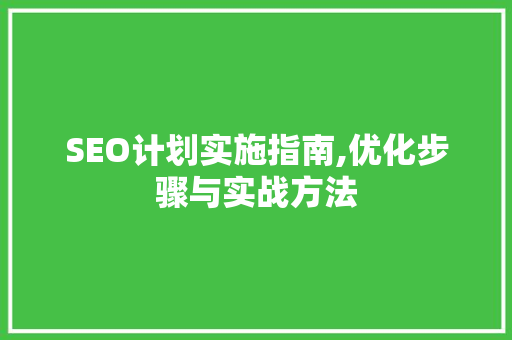 SEO计划实施指南,优化步骤与实战方法