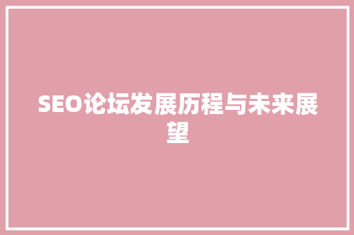 SEO论坛发展历程与未来展望