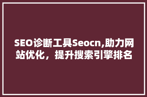 SEO诊断工具Seocn,助力网站优化，提升搜索引擎排名