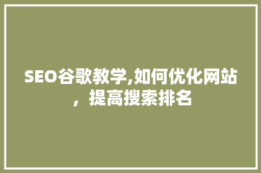 SEO谷歌教学,如何优化网站，提高搜索排名