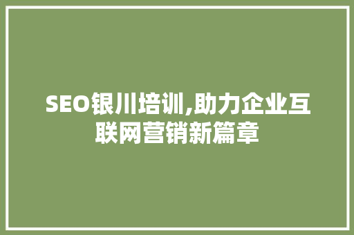 SEO银川培训,助力企业互联网营销新篇章
